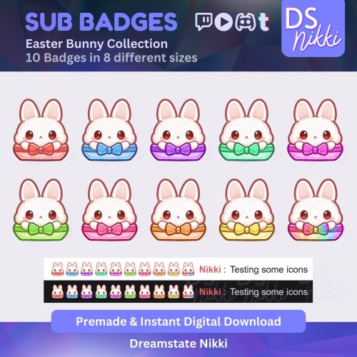 More information about "Kawaii Easter Bunny Twitch Badges | Cute Sub Bit Badges for Twitch YouTube Discord TikTok"