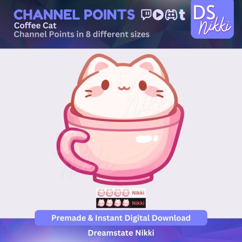 More information about "Coffee Cat Twitch Channel Points Icon – Cute Cat Cafe Badge for Twitch, YouTube, Discord, TikTok – Kawaii Stream Reward Icon"