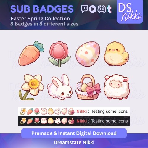 More information about "Kawaii Easter Spring Themed Twitch Badges | Cute Sub Bit Badges for Twitch YouTube Discord TikTok"