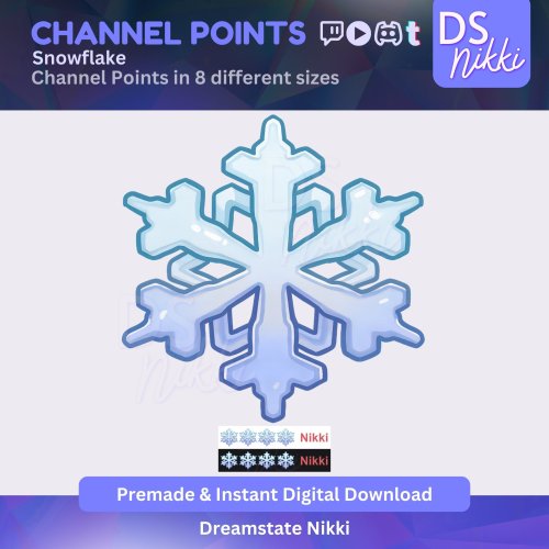 More information about "Snowflake Twitch Channel Points Icon – Cozy Xmas Badge for Twitch, YouTube, Discord, TikTok – Kawaii Stream Reward Icon"